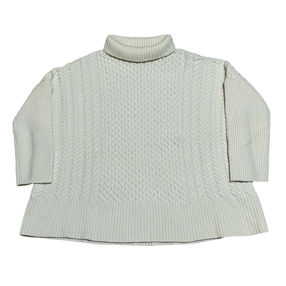 AYR Le Square Sweater Women's XS 100% Merino Wool Fisherman Cream Beige